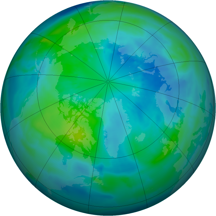 Arctic ozone map for 03 October 2012